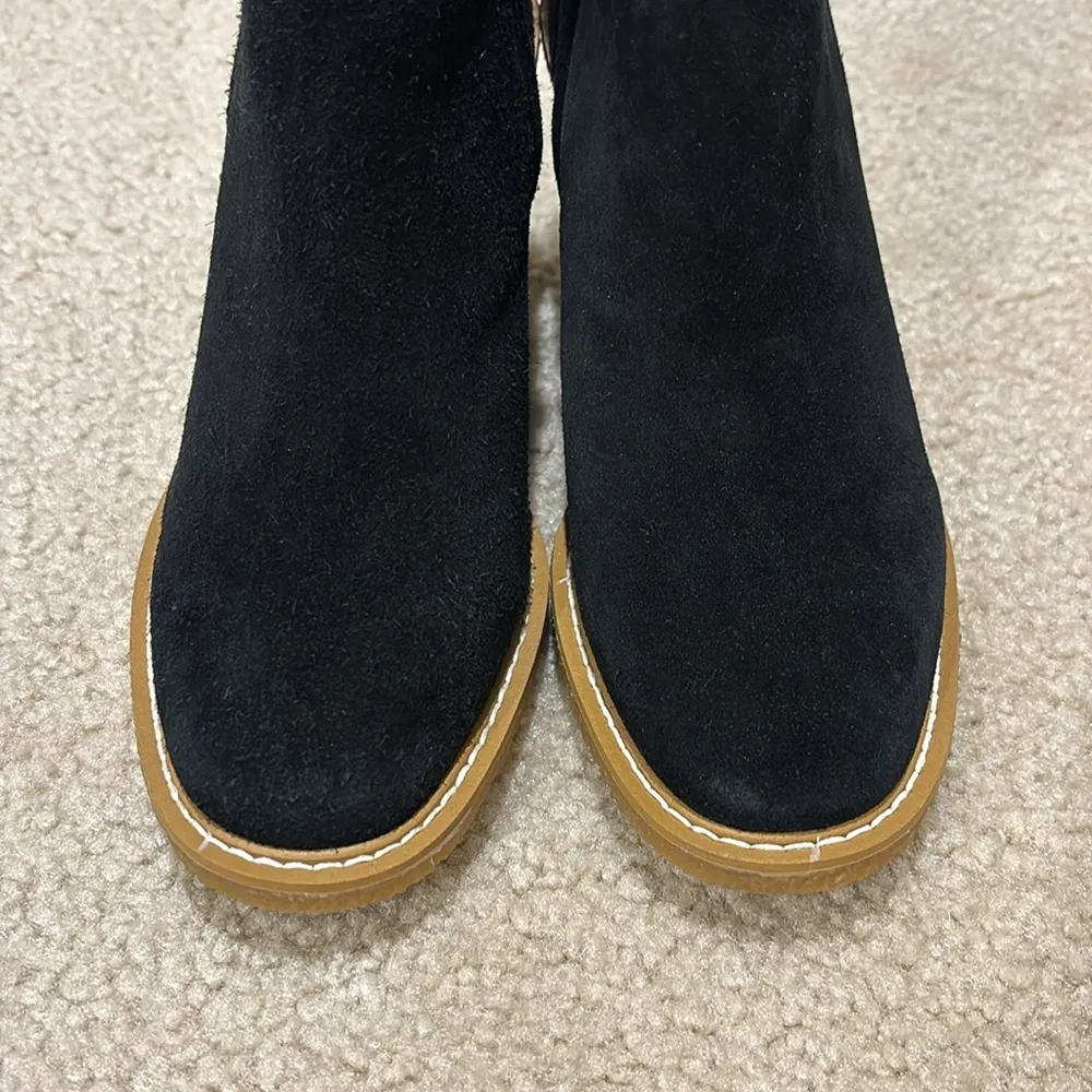 NWOT Franco Sarto Ulayna Suede Faux Shearling Wedge Booties Women’s 7.5 Black - Image 3