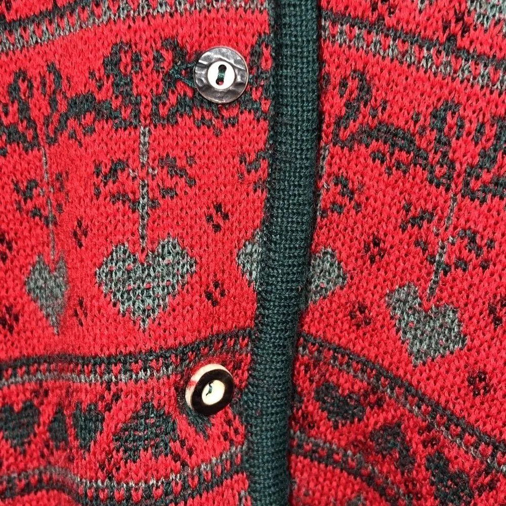 Vintage Stapf Sportswear Tyrol Womens Wool Vest 42 S/M Red Green Austria Hearts Size undefined - Image 3