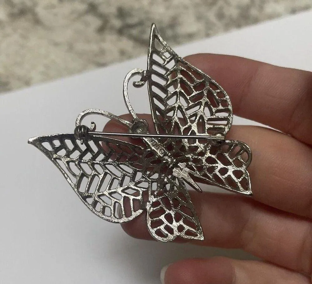 Avon Vintage Silver & Gold Tone Two Tone Blue Eye Butterfly Pin Brooch - Image 11