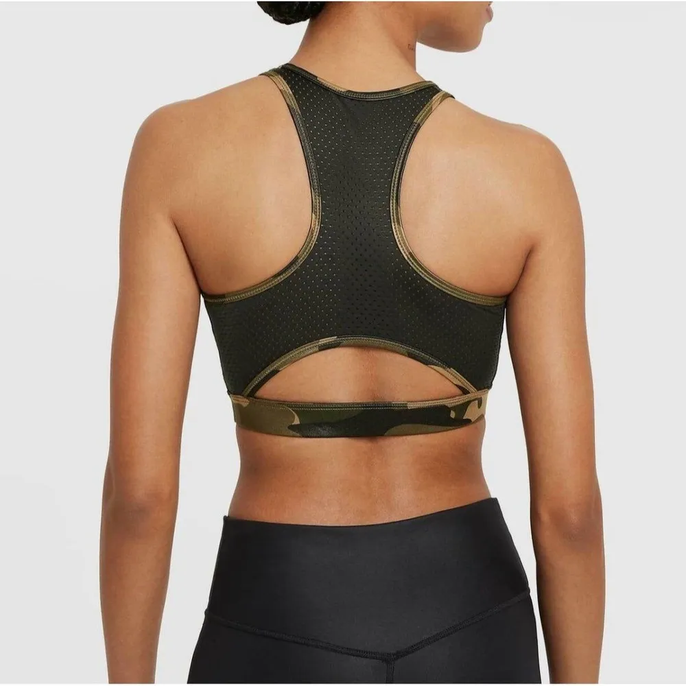 Women's Dri-Fit Sports Bra High-Neck Green Camo Swoosh Logo XS - Image 10