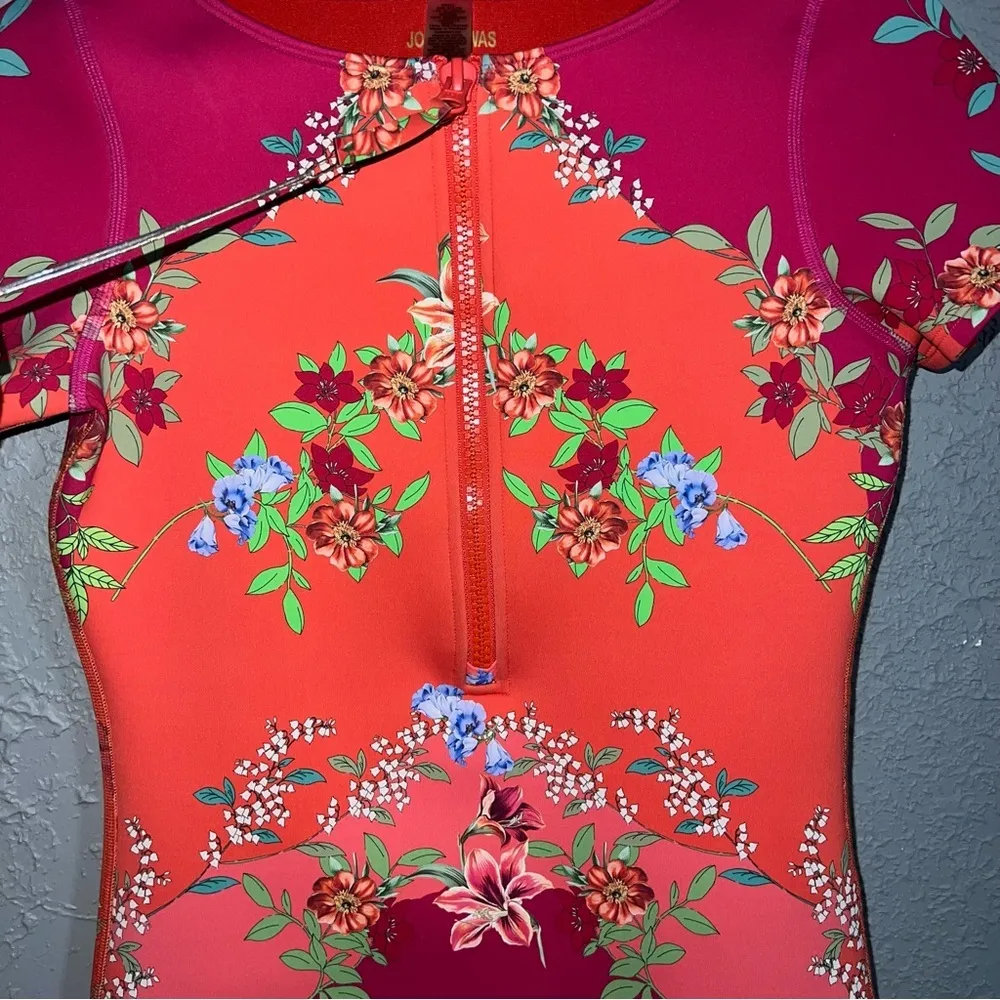 NWT Johnny Was Wave Surf One Piece Neoprene Orange Pink Floral Swim Suit $298 - Image 14