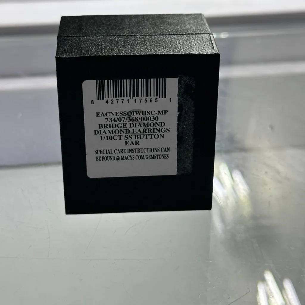 Sterling Silver Diamond Stud Earrings - Image 4