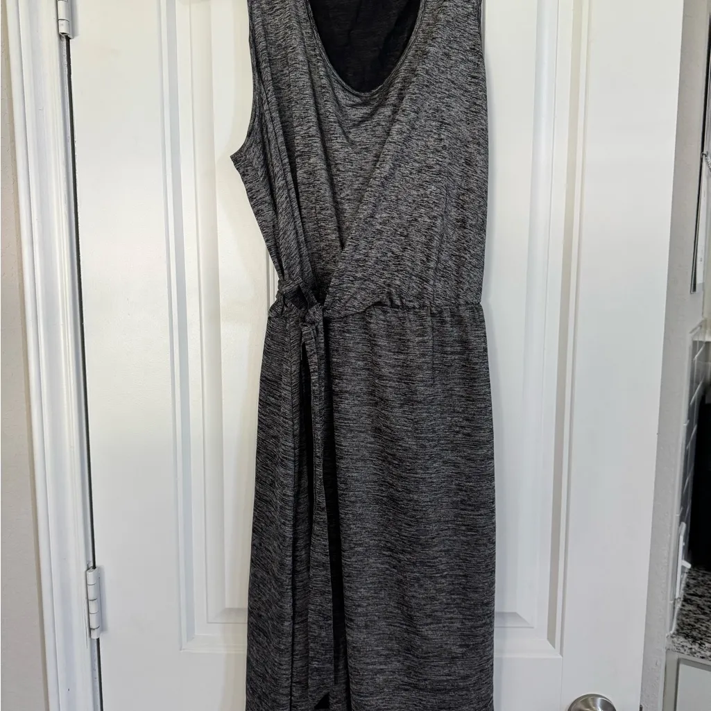Athleta Charcoal Gray Tie Sleeveless Dress - Image 3