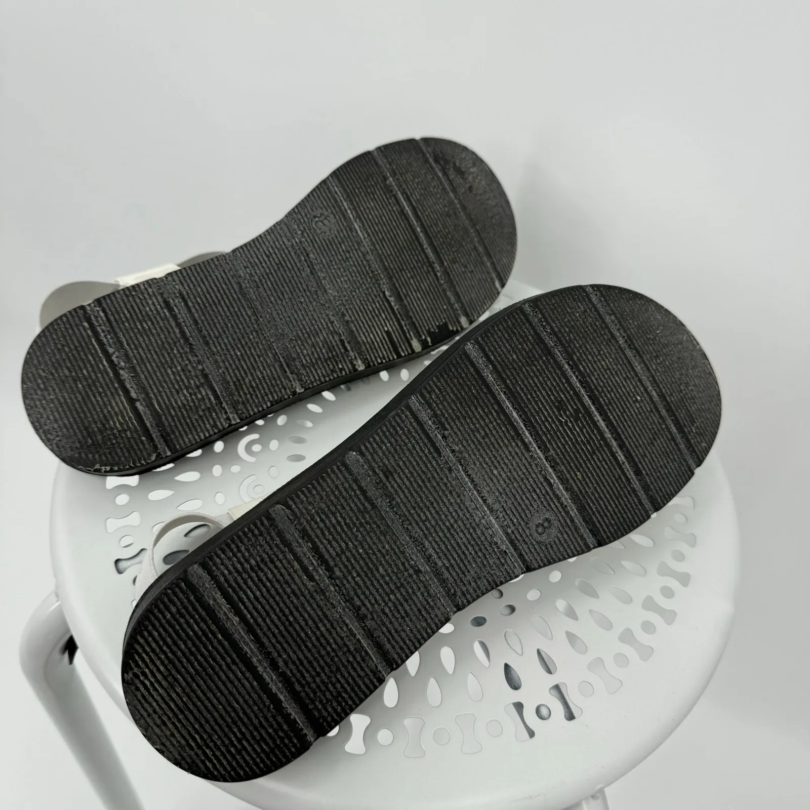 Corkys Thrive sandals vegan leather stretch cross strap open toe flat white 8 - Image 8