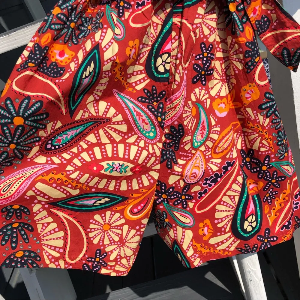 NEW Rachel Zoe Paisley Cotton Puff Sleeve Romper S - Image 11