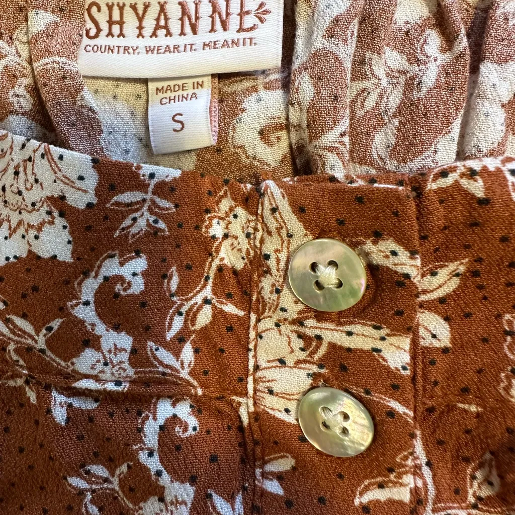 Shyanne Rust Floral Button-Front Mini Skirt - Boho Western Style - Small - Image 2