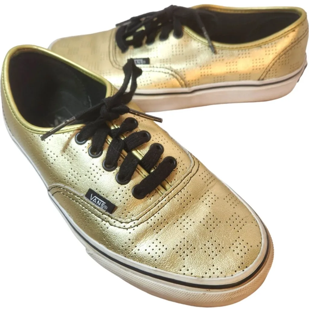 Limited Edition 50th Anniversary Checker Gold Sneakers Black Laces M/5.5 W/7 - Image 9