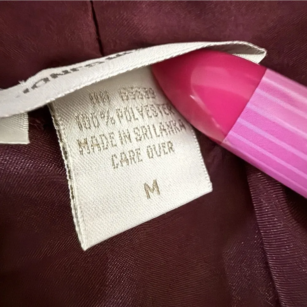 JONES NEW YORK Purple Plum Short Robe Silky Satin Belted Lace Cuff Pockets M - Image 6