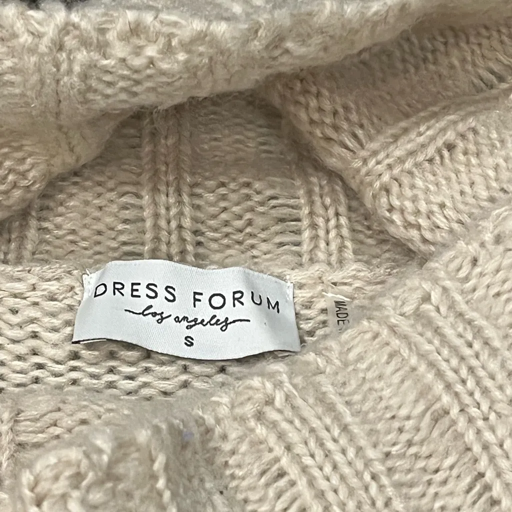 Dress Forum Los Angeles Oversized Chunky Knit Cowl Neck Sweater – Small Beige - Image 3