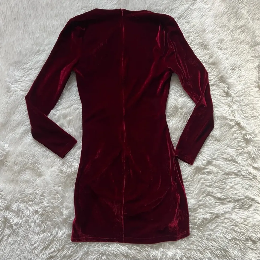 NWT Parisian Velvet Wrap Holiday Dress in Deep Red - Image 4