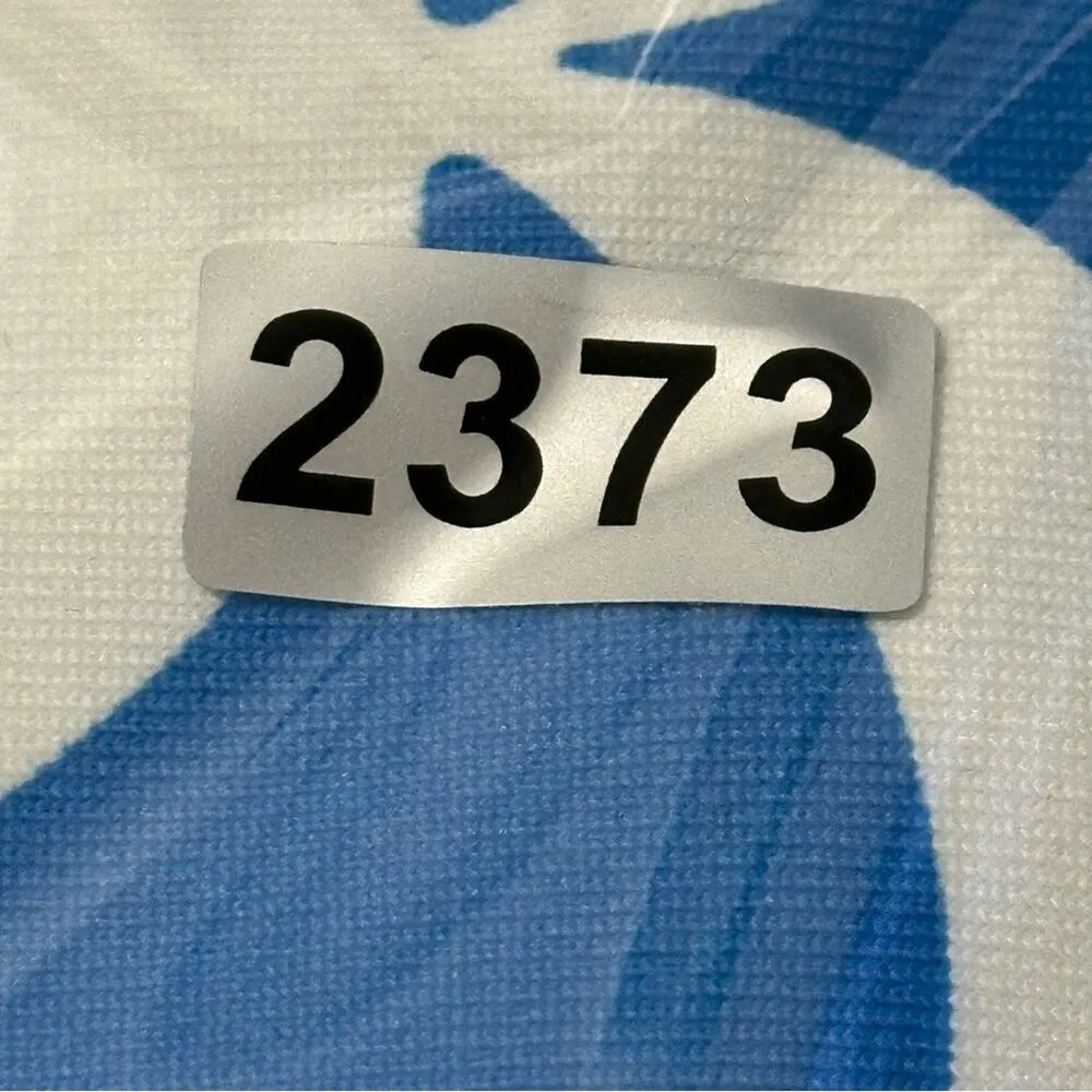 J. McLaughlin Size S Blue White Catalina Patchwork Mermaid V-Neck 3/4 Sleeve Top - Image 7