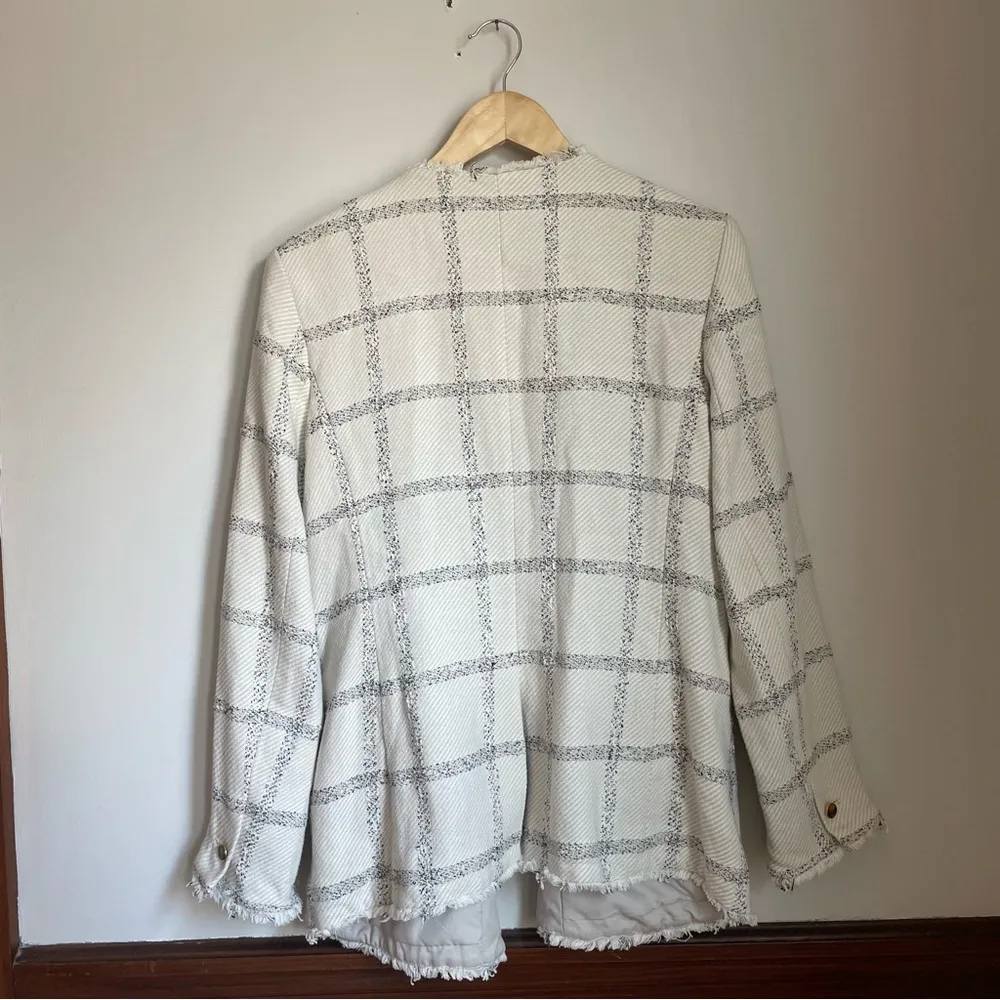 Ann Taylor White and Gray Blazer with Contemporary Spring Tweed Feel sz 14 - Image 7