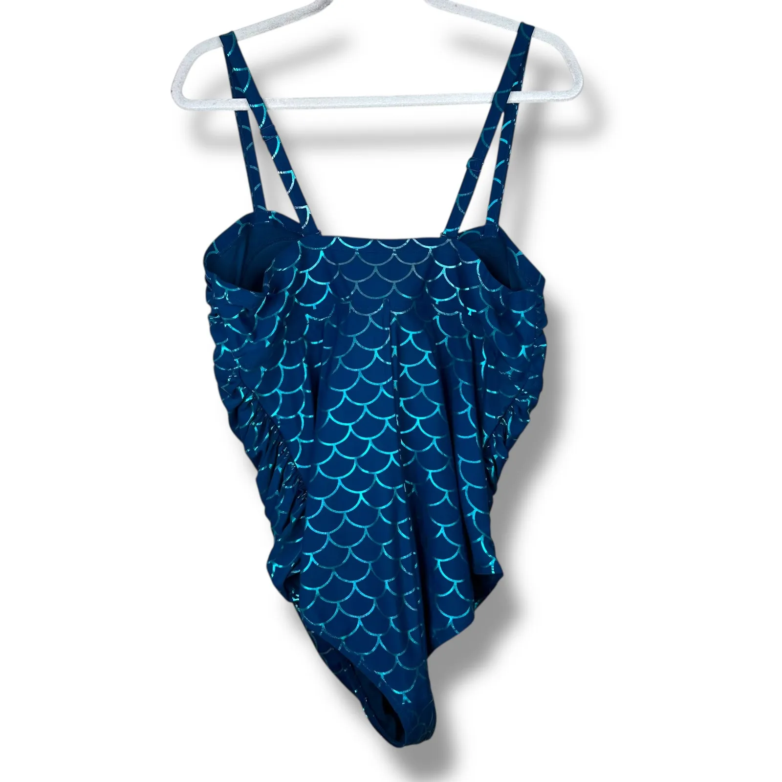 Torrid NWOT Mermaid Scales Blue Wireless Slim Fix Lattice One-Piece Swimsuit - Image 6