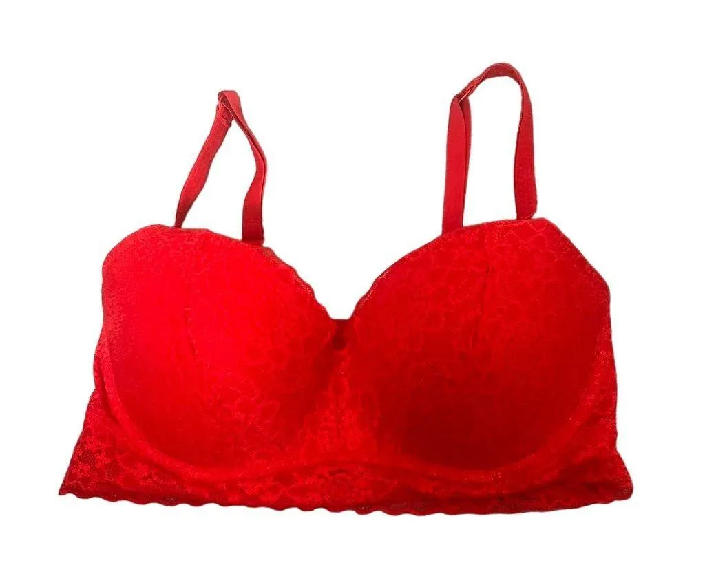 Victoria's Secret PINK Red Lace Push Up Bralette Size SD-DD - Image 2