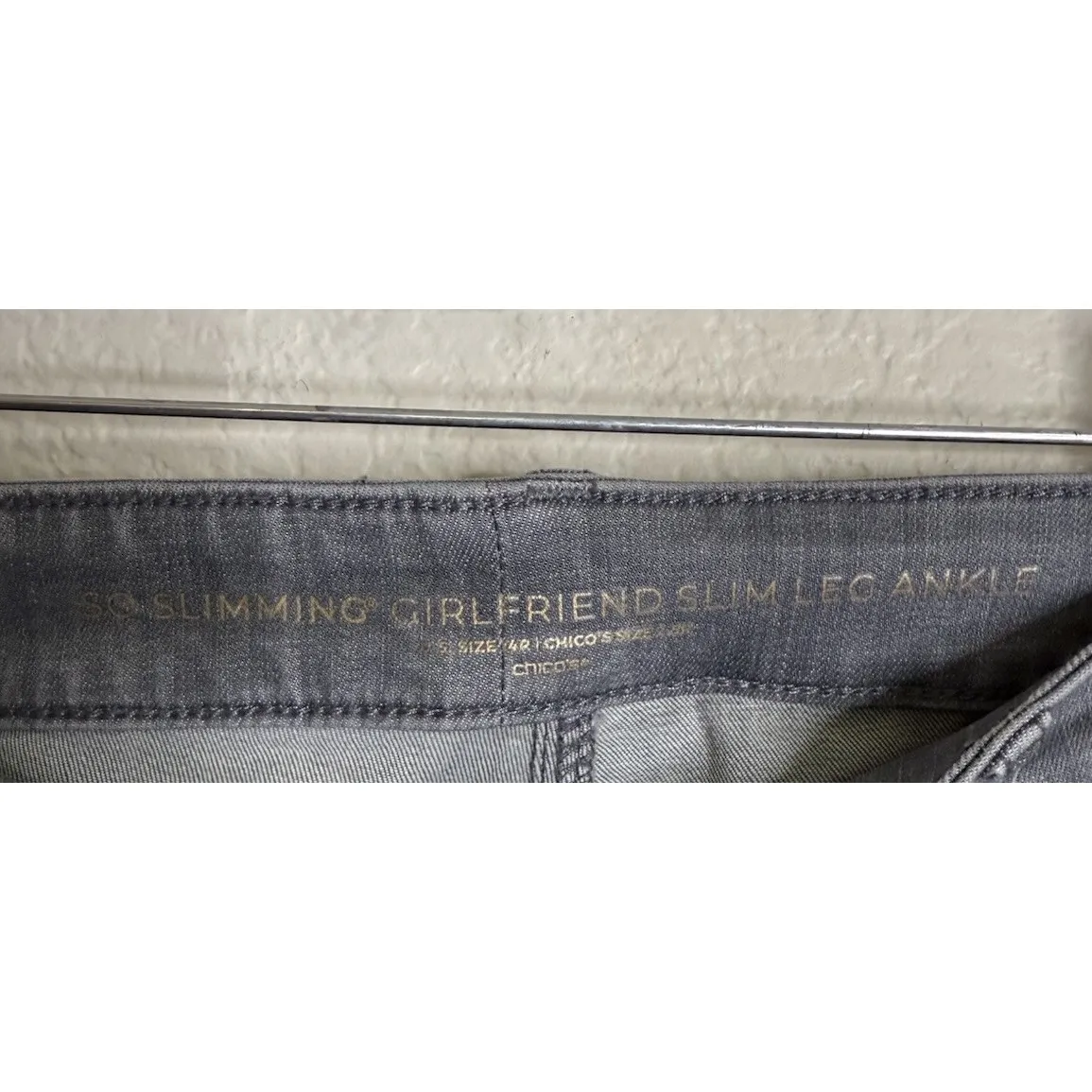 Chicos 2.5 US 14 Slimming Girlfriend Slim Leg‎ Ankle Grey Denim Jeans Rhinestone - Image 5