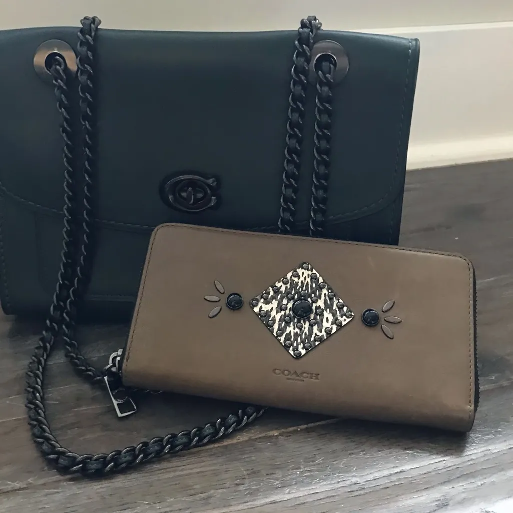 Coach Accordion Leather Wallet With Western Rivets And Snakeskin Patchwork - Image 16