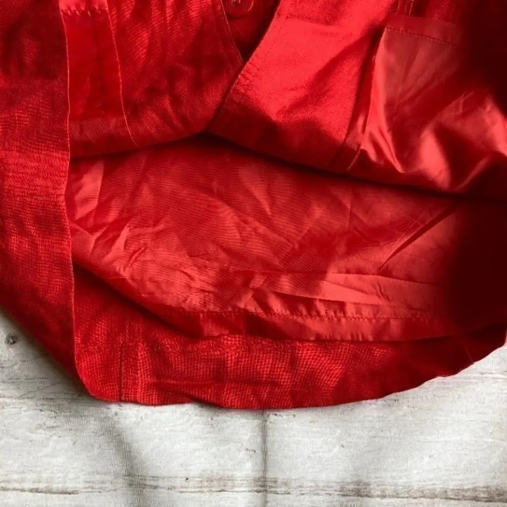 Calvin Klein Linen Blend Red Belted Button Up Sheath Dress Sz 6 - Image 6