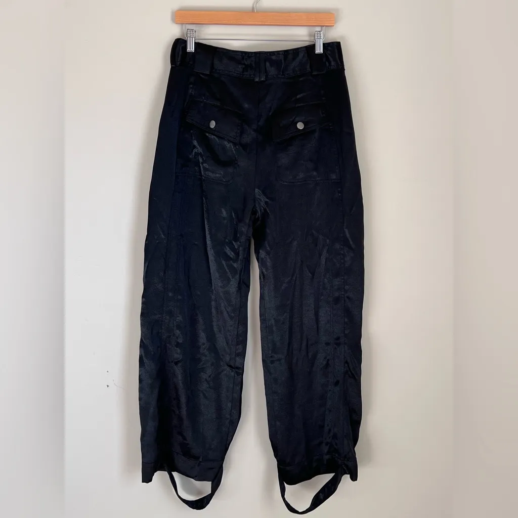 Free People Satin Cargo Pants Wide Leg Gothic Whimsical Sz Medium Baggy - Image 6