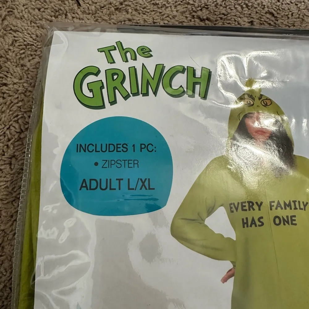 The Grinch Green Zipster Costume 1 Piece Hooded L/XL Suit Unisex Size undefined - Image 2