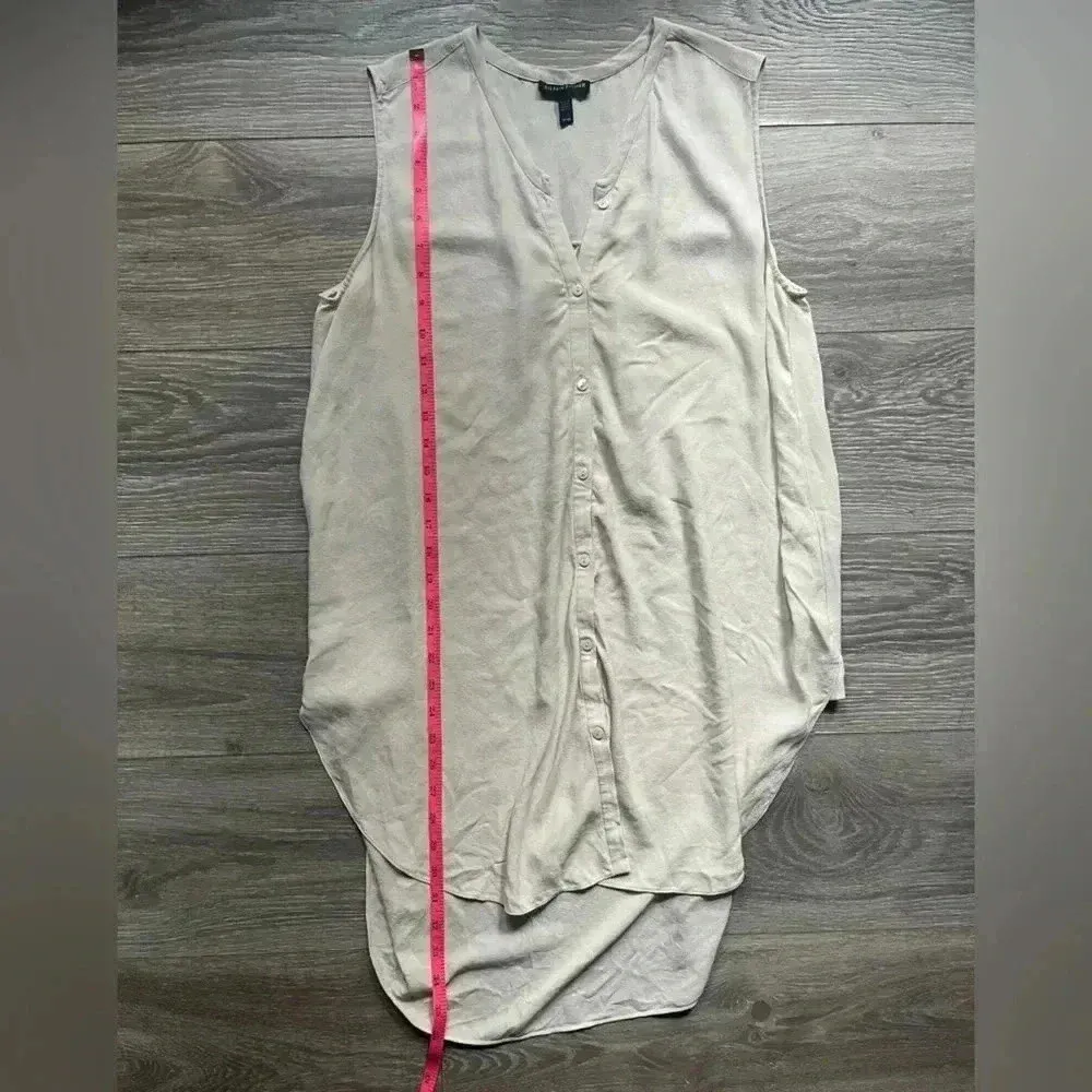 Eileen Fisher Cream 100% Silk Button Down Relaxed Fit Sleeveless Dress Size M - Image 5