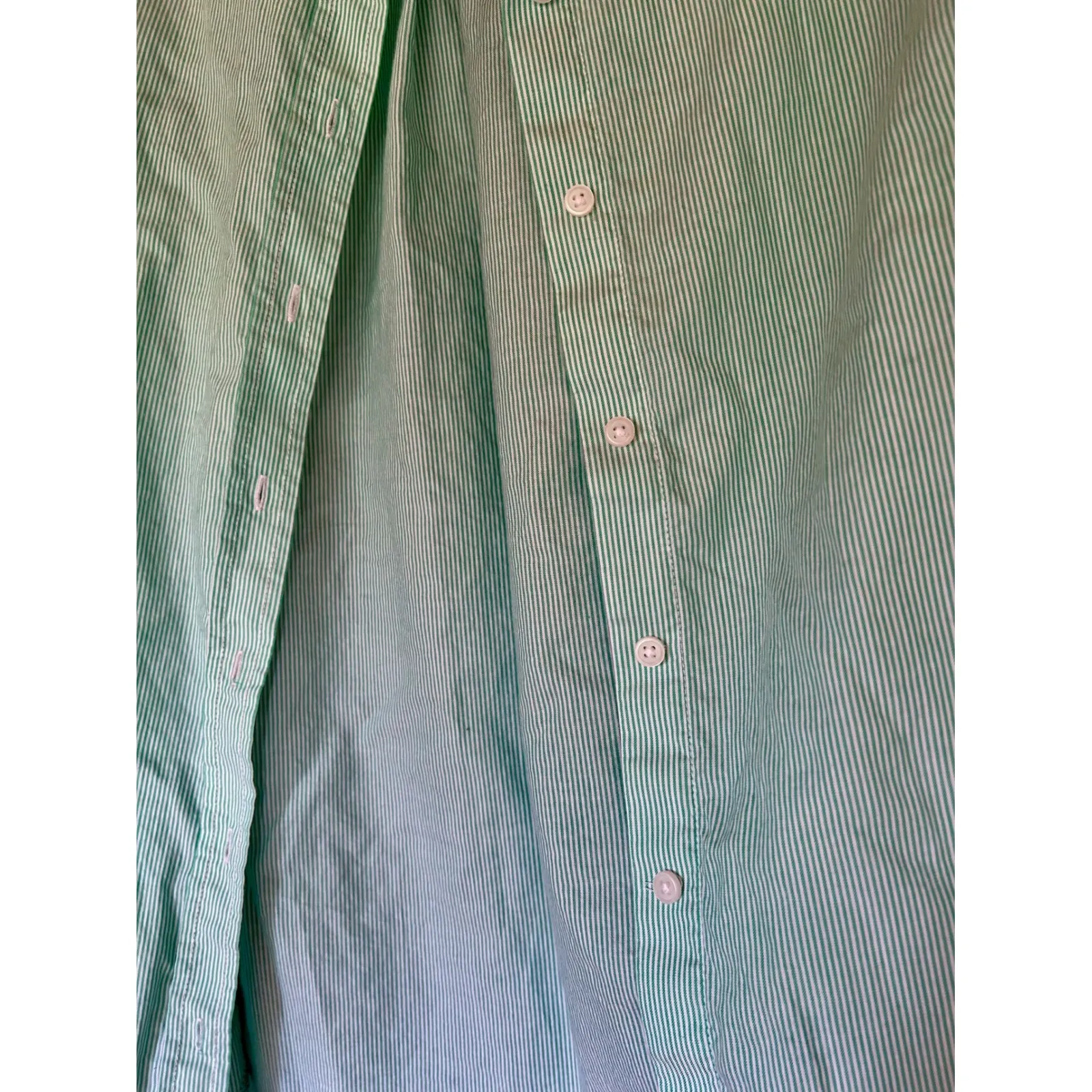 Everlane Striped Shirt‎ Size 0 Women's Button Down Career Casual Green White - Image 9