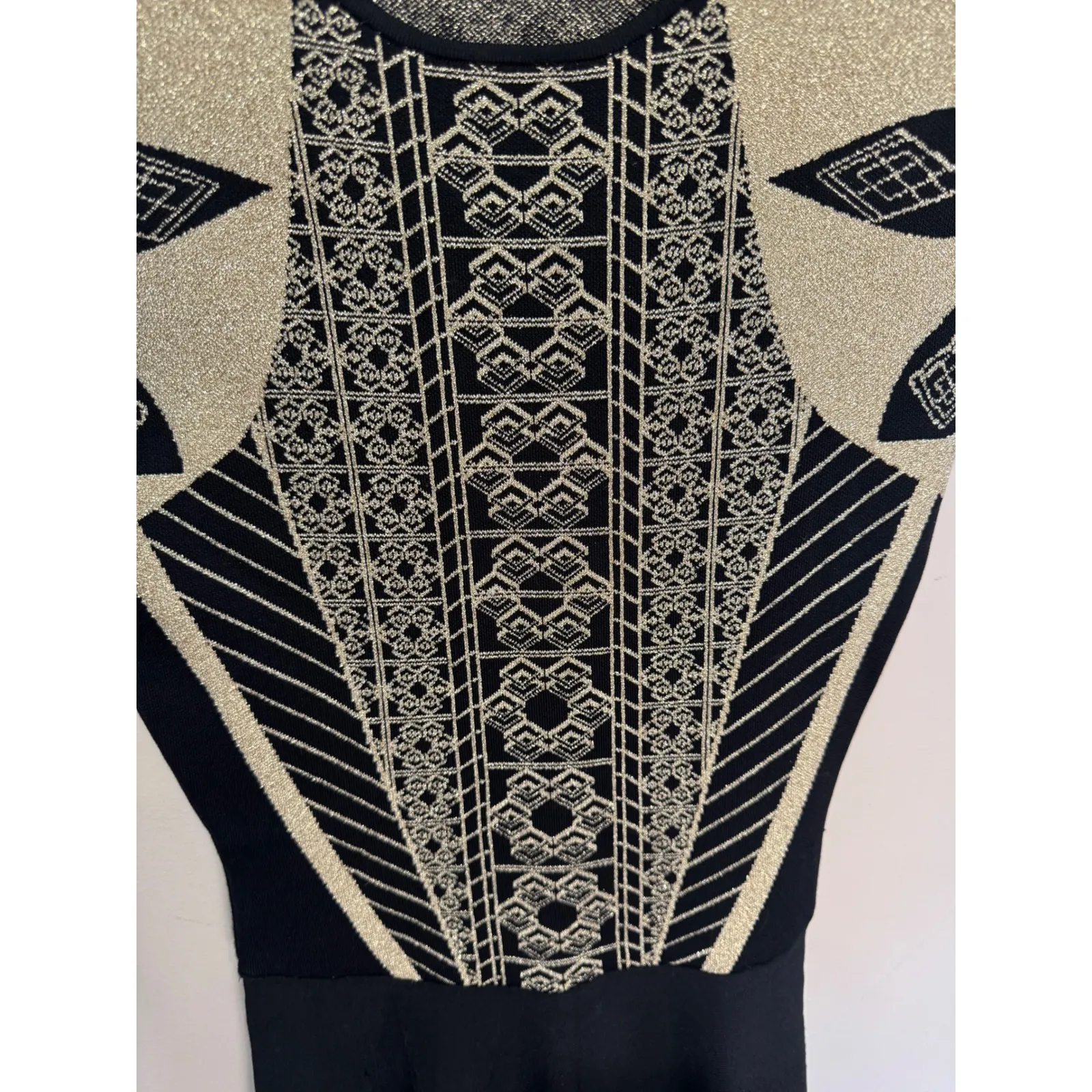 Ted Baker Jenkins Dress Black Gold Fit and Flare Sz 2 - Image 5