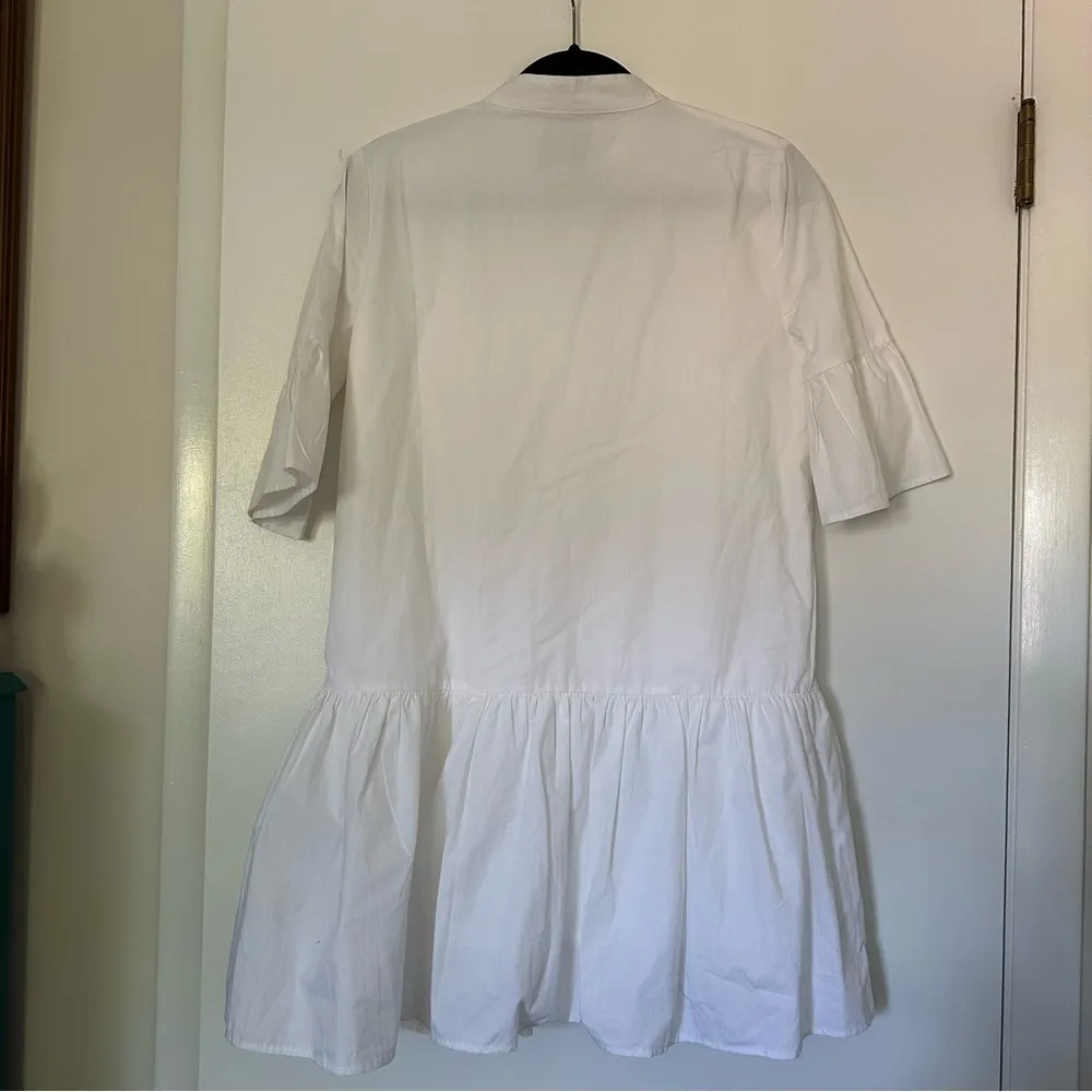 Addison Bay White Cotton Ruffle Sleeve Dress Womens New XS White - Image 7