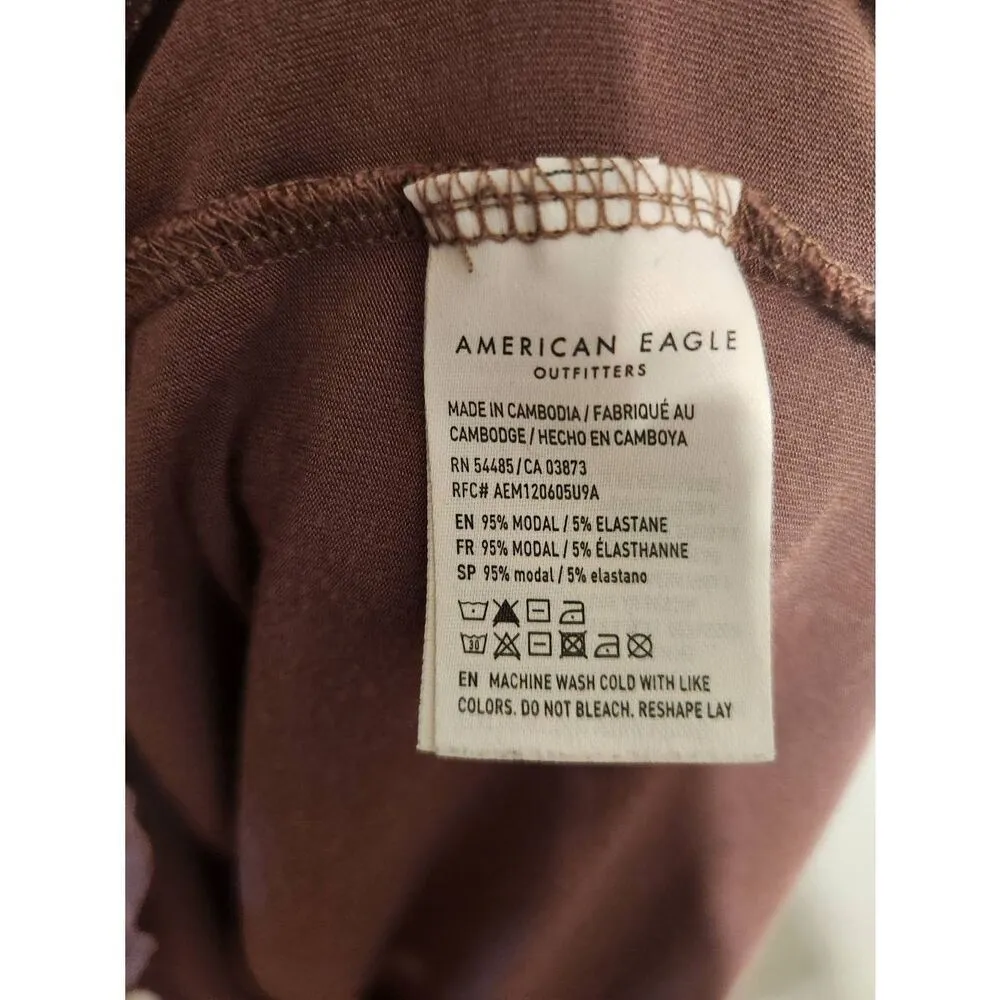 American Eagle Soft & Sexy Shirt Womens Medium Purple Zebra Striped Short Sleeve - Image 3