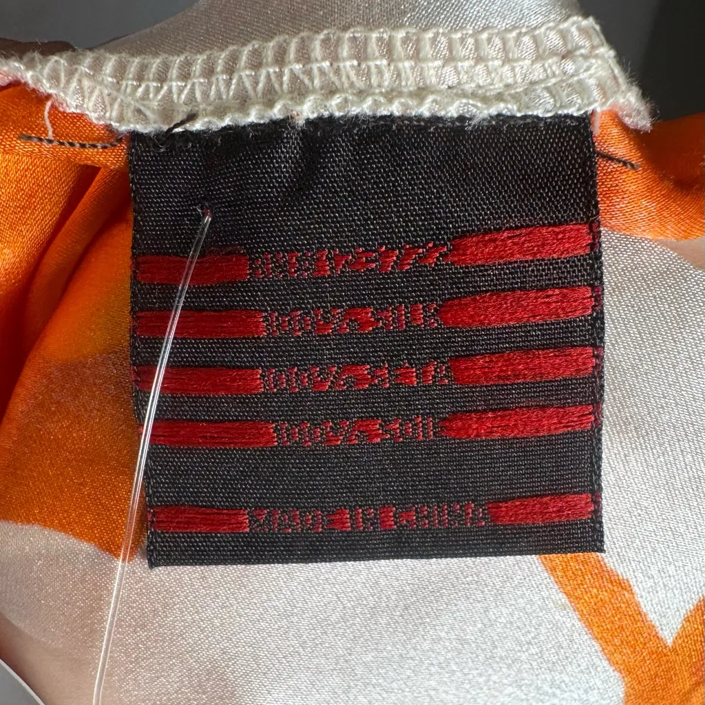 Beautiful 100% silk white and burnt orange floral pleated halter top size small - Image 5