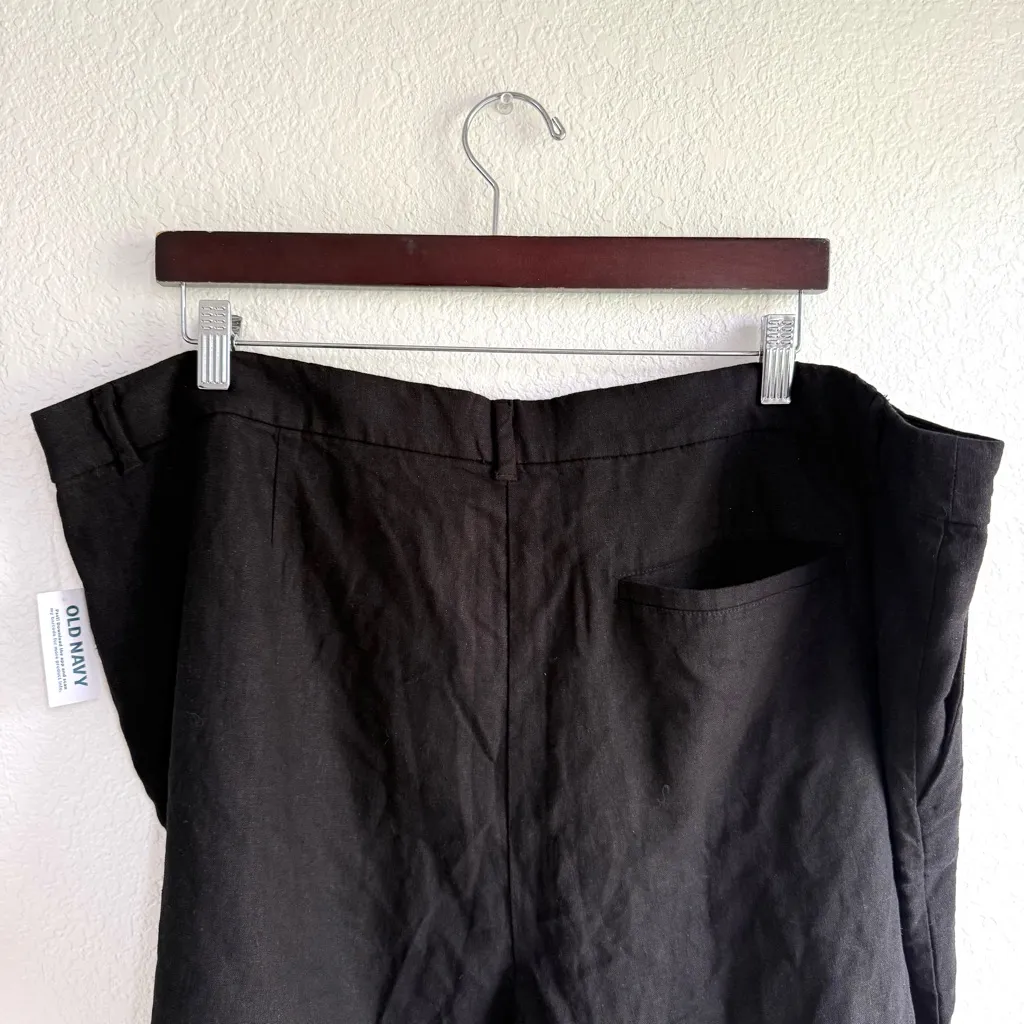 NWT Old Navy Womens Shorts Black Extra High Rise Adjustable Waist Linen Size XXL - Image 4