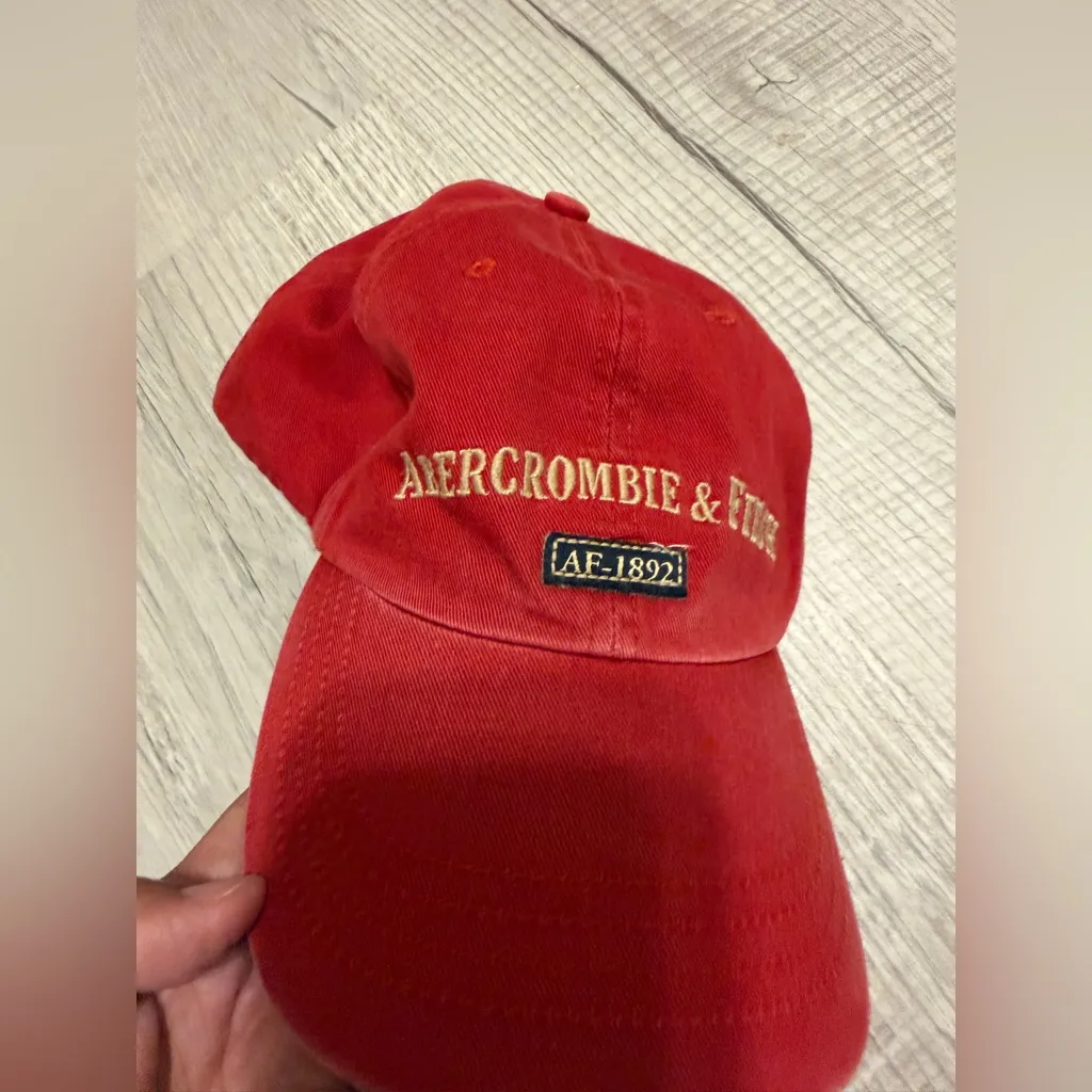 Abercrombie & Fitch AF 1892 Red Baseball Cap Leather Band Y2K 90s Vintage Retro - Image 2