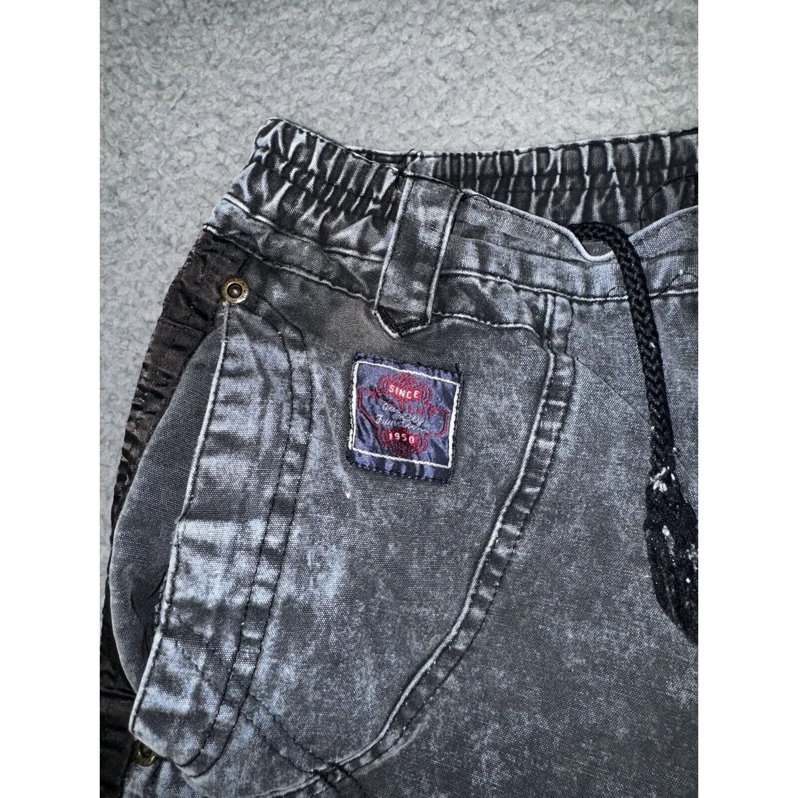 Vintage Academy Denim Joggers Pants Women Juniors 14 Acid‎ Wash 80s 90s Black - Image 9