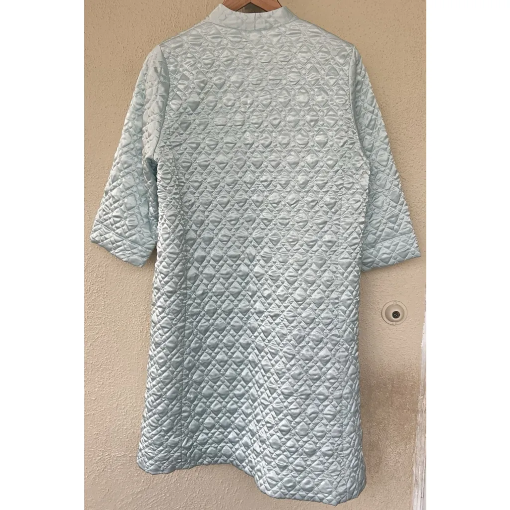 Oscar de la Renta Neiman Marcus Light Blue Quilted Robe Coat Elegant Luxe Lounge - Image 3