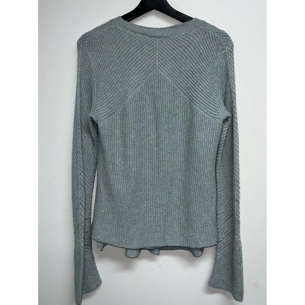 Lucky Brand Womens Light Blue Silver Knit Sweater Size L Pullover Sparkly - Image 4