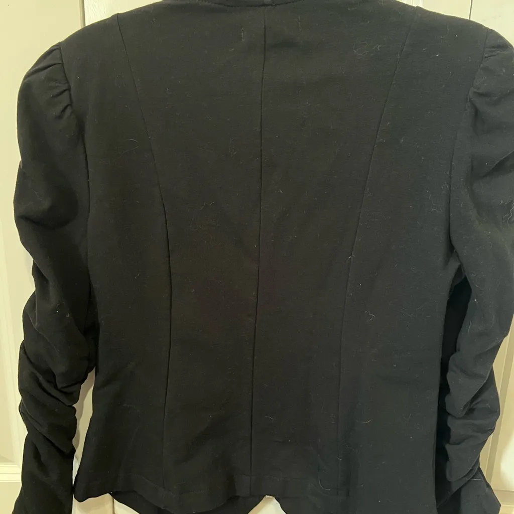 JohnPaulRichard Black Ruched Sleeve Blazer Size M - Image 5