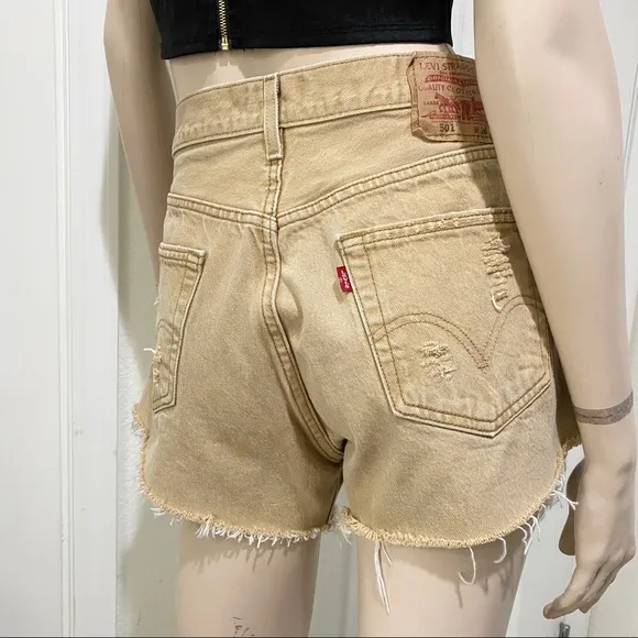 Levi’s 501 Custom Distressed Denim Khaki Shorts - Image 2