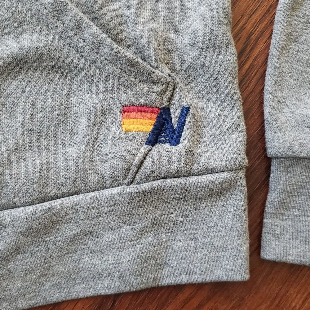 Aviator Nation Gray Rainbow Chic Edgy Feminine Y2K Full-Zip Hoodie Size Small - Image 2