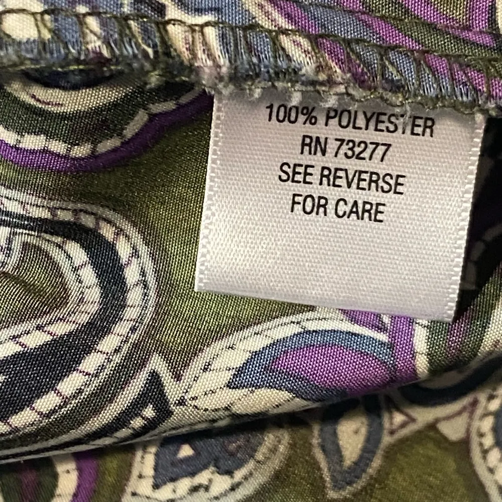 XL women’s olive green purple blue blouse paisley - Image 3