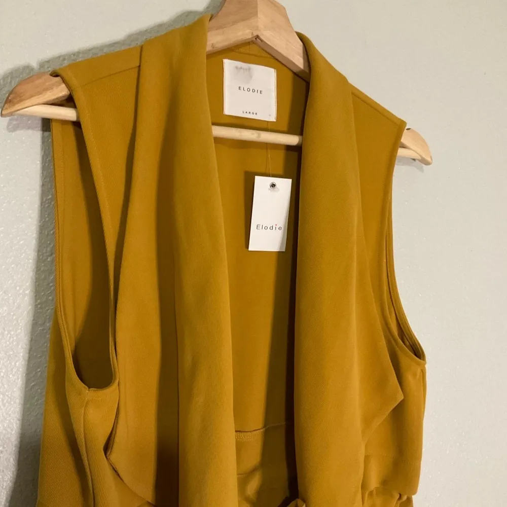 Elodie Longline Duster Cardigan Size L Spice Open Front Waterfall‎ Drape Pockets - Image 12