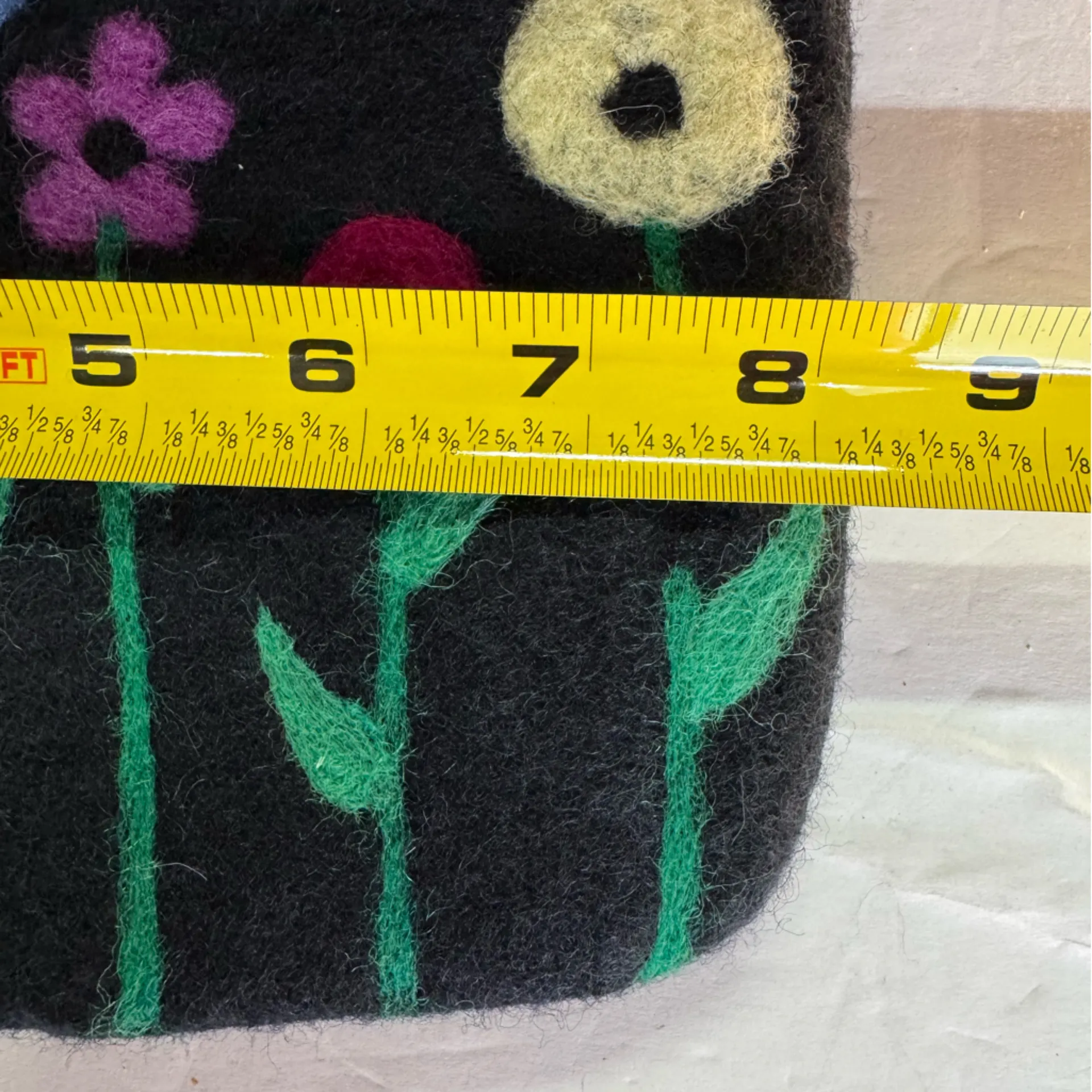 Frabjous Fibers wool Black wristlet Colorful Floral Design felted boho - Image 7