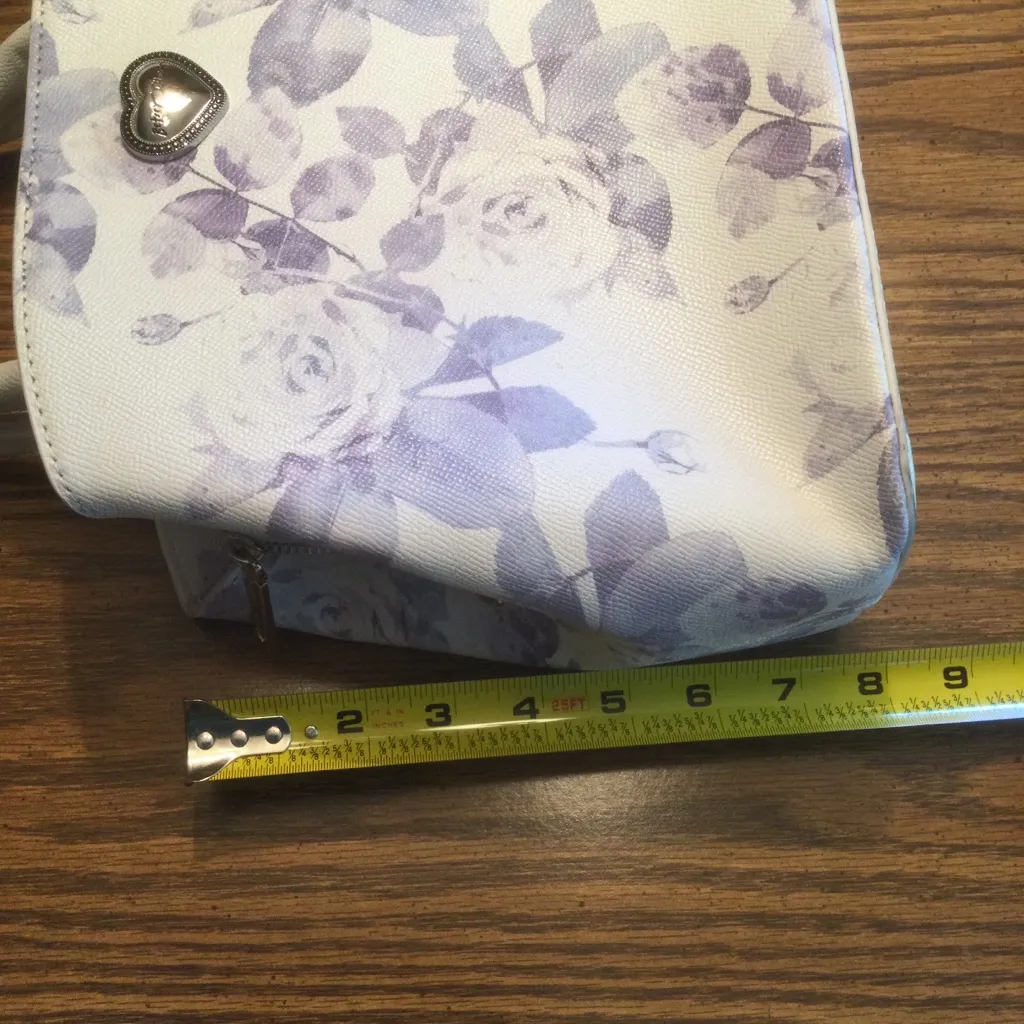 Betsey Johnson White and Purple Floral Shoulder or Crossbody Bag - Image 13