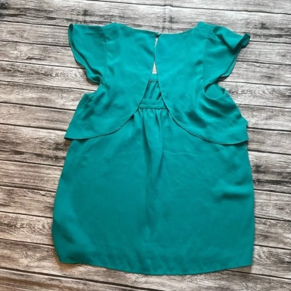 Anthro Anthropologie Meadow Rue Fly Away Blouse US 4 EU 36 Teal Button Closure - Image 4