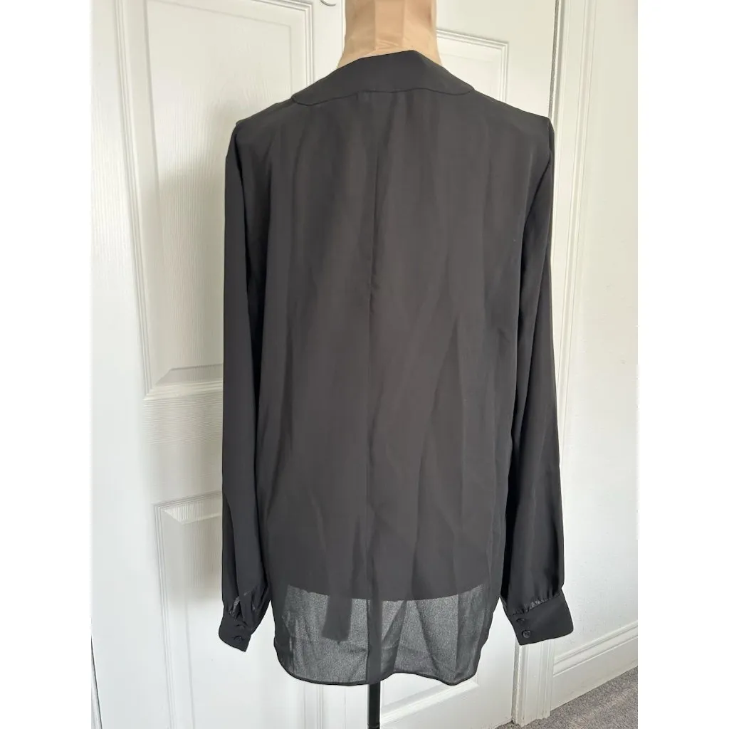 Chelsea28 Womens Faux Wrap Top Long Sleeve V Neck Blouse Black Size (M) - Image 4