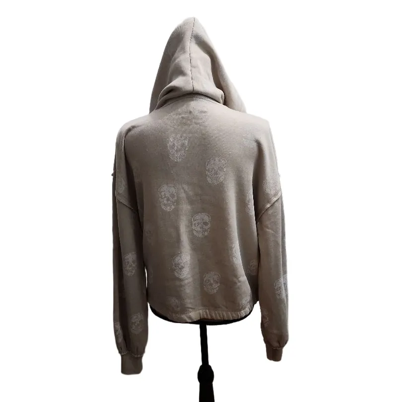 Havana Hoodie Womens Size Small Beige VH9105 Skull‎ Pattern Streetwear Cozy - Image 5