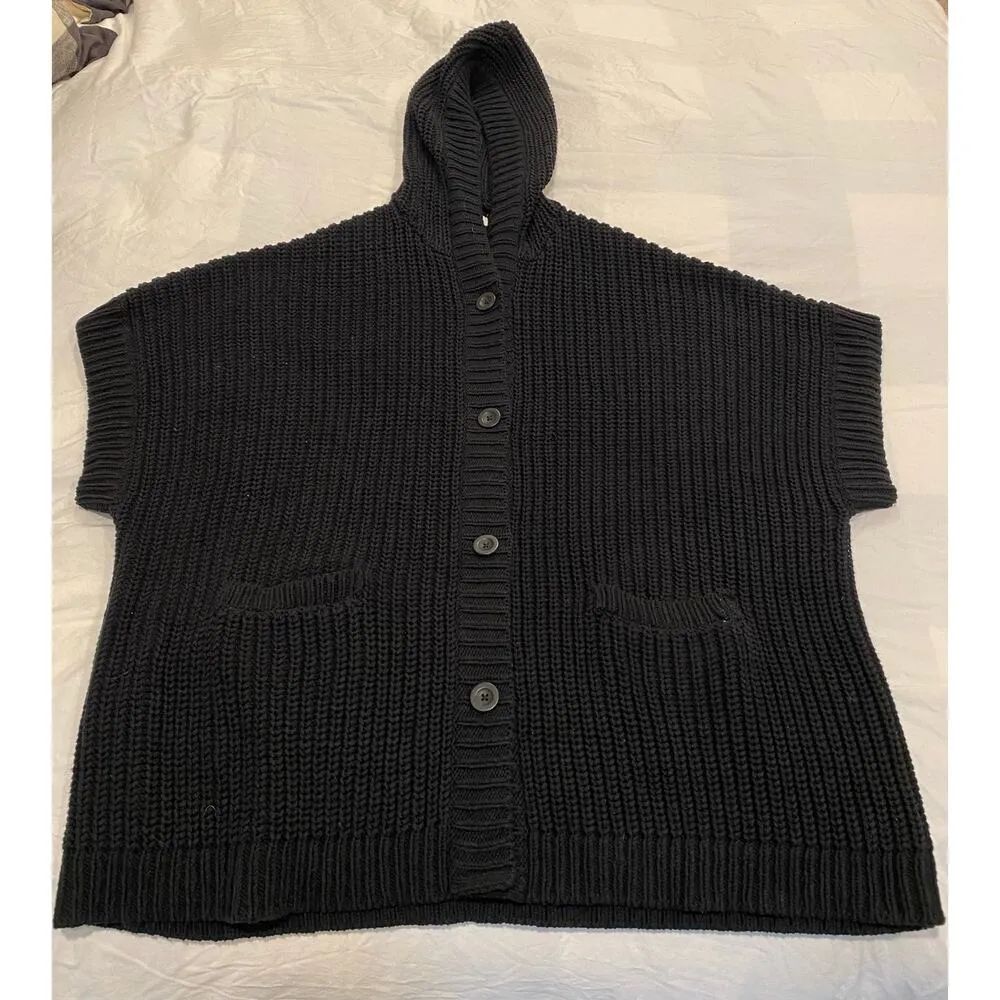 Aerie Dolman Sleeve Oversized Hoodie Tunic Sweater Black Women's Size Medium - Image 2