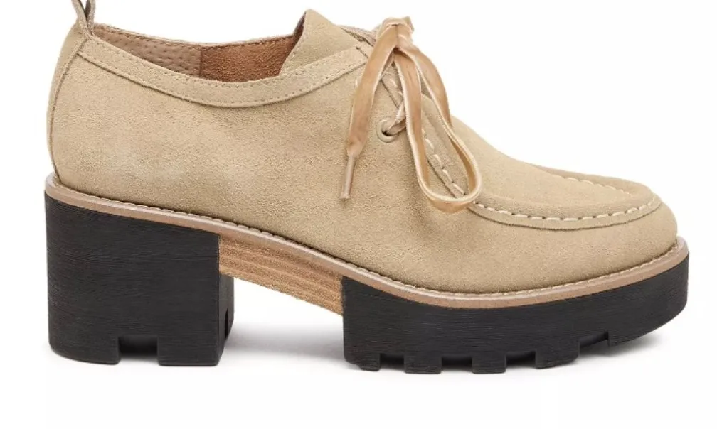 Kelsi Dagger Brooklyn Olga Lug Loafer Heels Beige Platform Booties Shoes Size 10 - Image 1