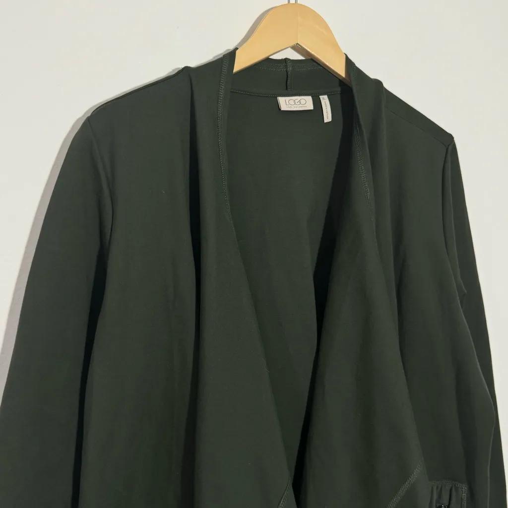 LOGO By Lori Goldstein NEW  Drape Front Hunter Green Jacket w/ Pockets Size‎ XL - Image 2