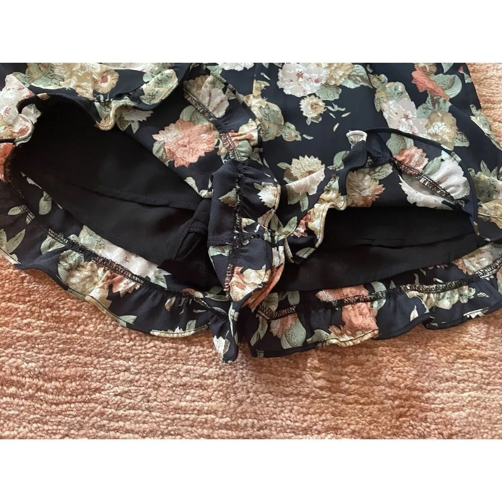 Cotton Candy La Floral Print Women’s lining long Sleeves Romper Size S New Black - Image 4