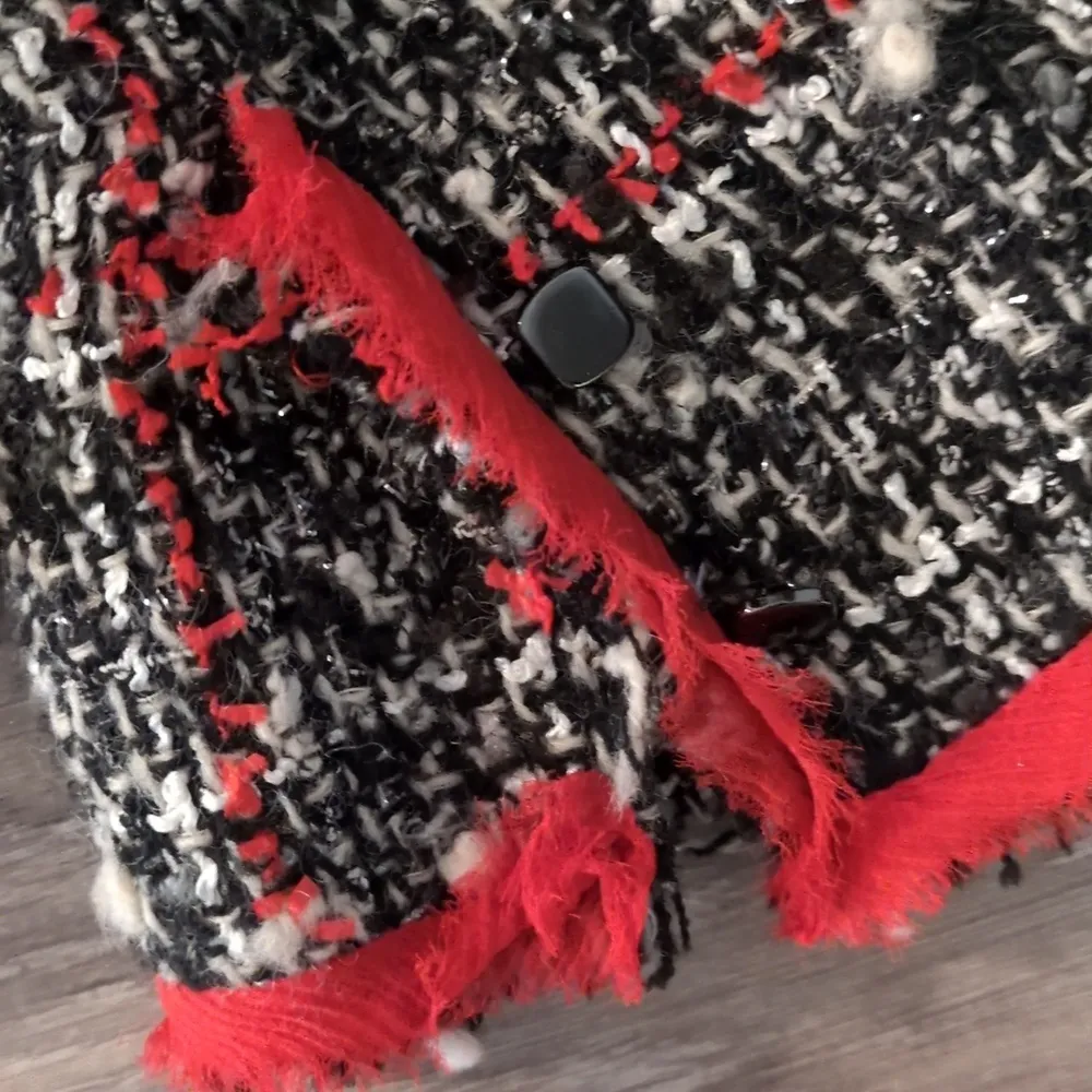 Alberto Makalo Red Plaid Vintage Tweed Blazer Size 4 - Image 7