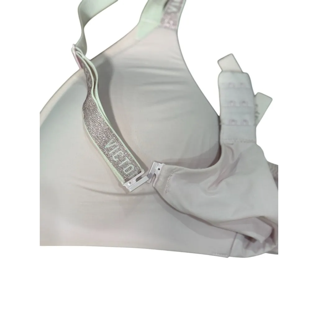 Victorias Secret Light Pink Bra 34C Lightly Plunge Style glitter logo straps - Image 5